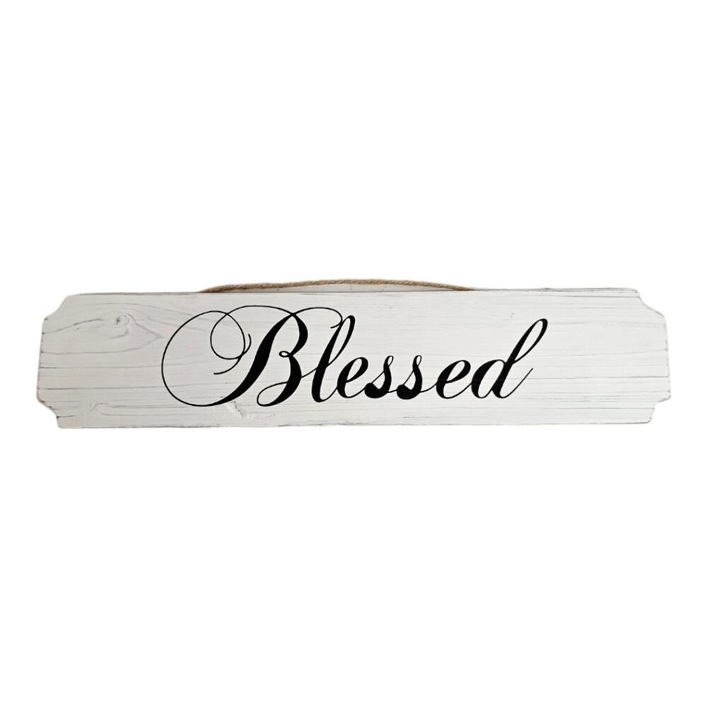 Whitewashed Blessed Plaque 18" Long